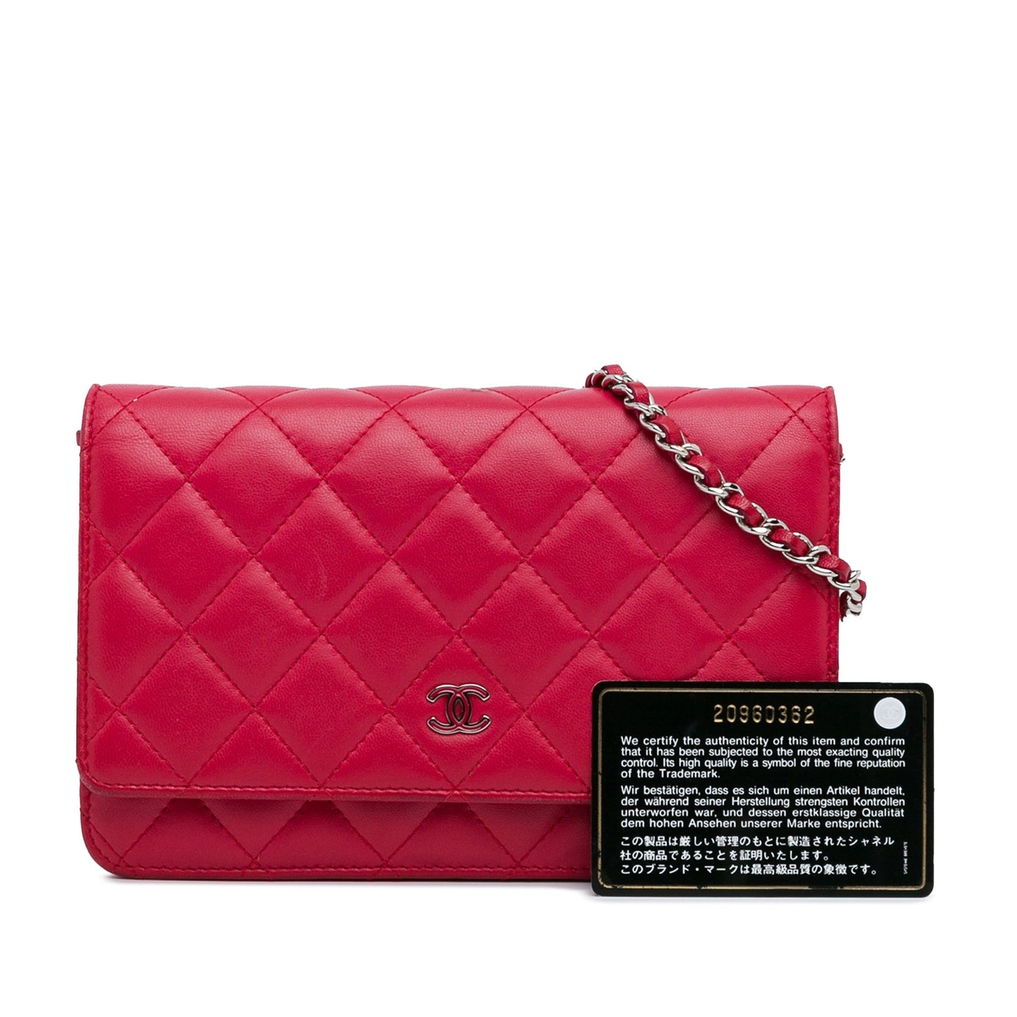 Pink Chanel Classic Lambskin Wallet on Chain Crossbody Bag