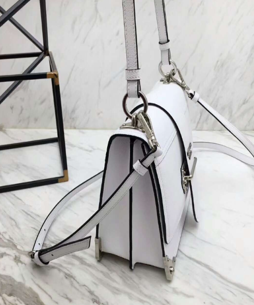 Prada Cahier Calf Leather Bag White