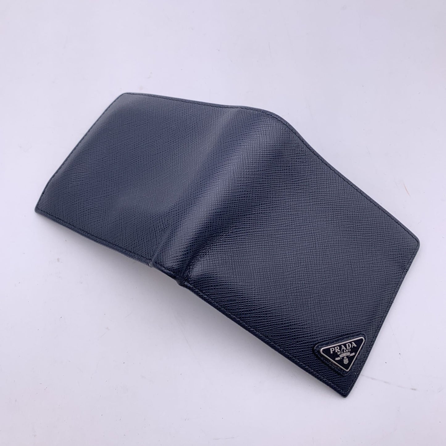 PRADA Blue Saffiano Leather Bifold Wallet Coin Purse