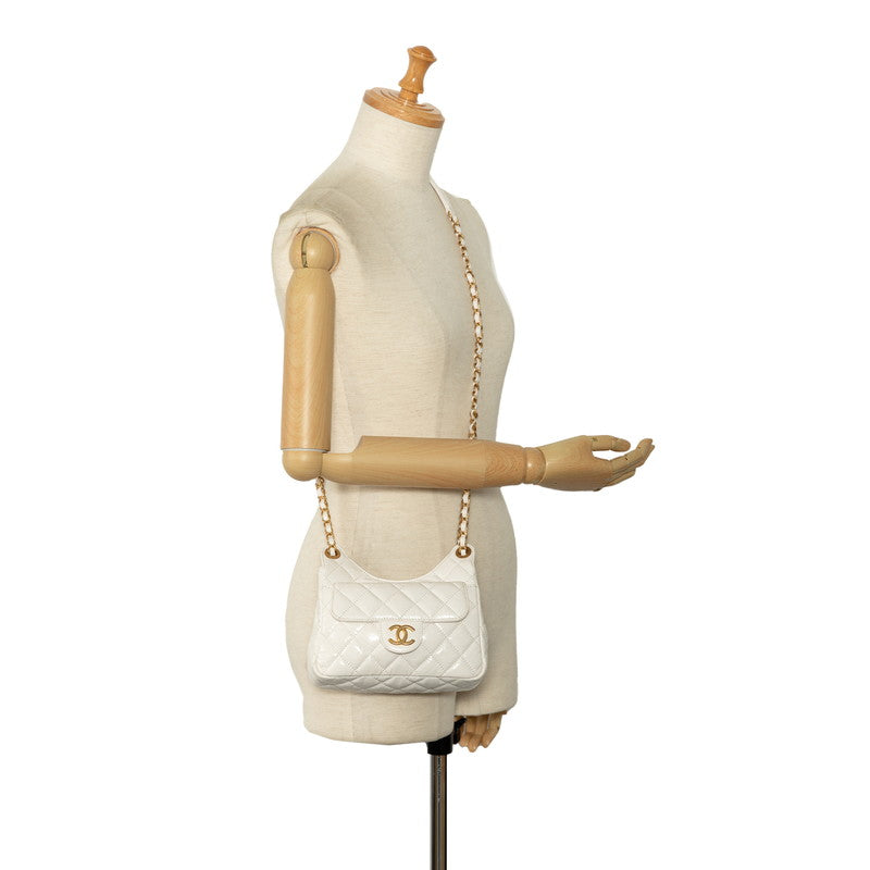 Chanel Matrases Coco Chain Shoulder Bag White Leather Chanel
