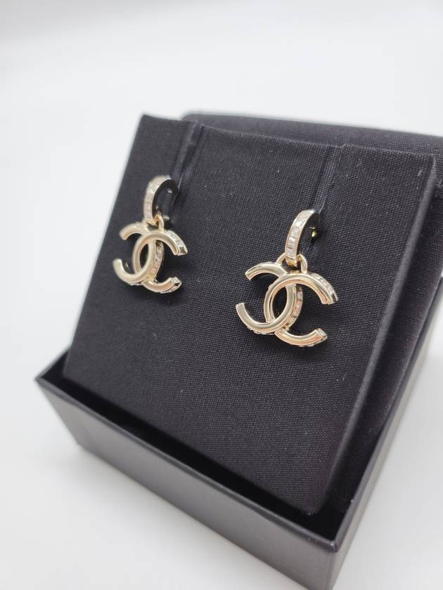 CC Logo Drop Earrings Gold Chanel