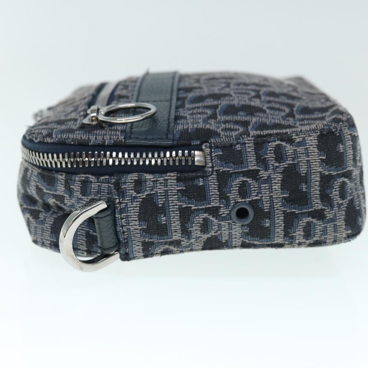 CHRISTIAN DIOR Trotter Canvas Shoulder Bag Navy Auth 60082A