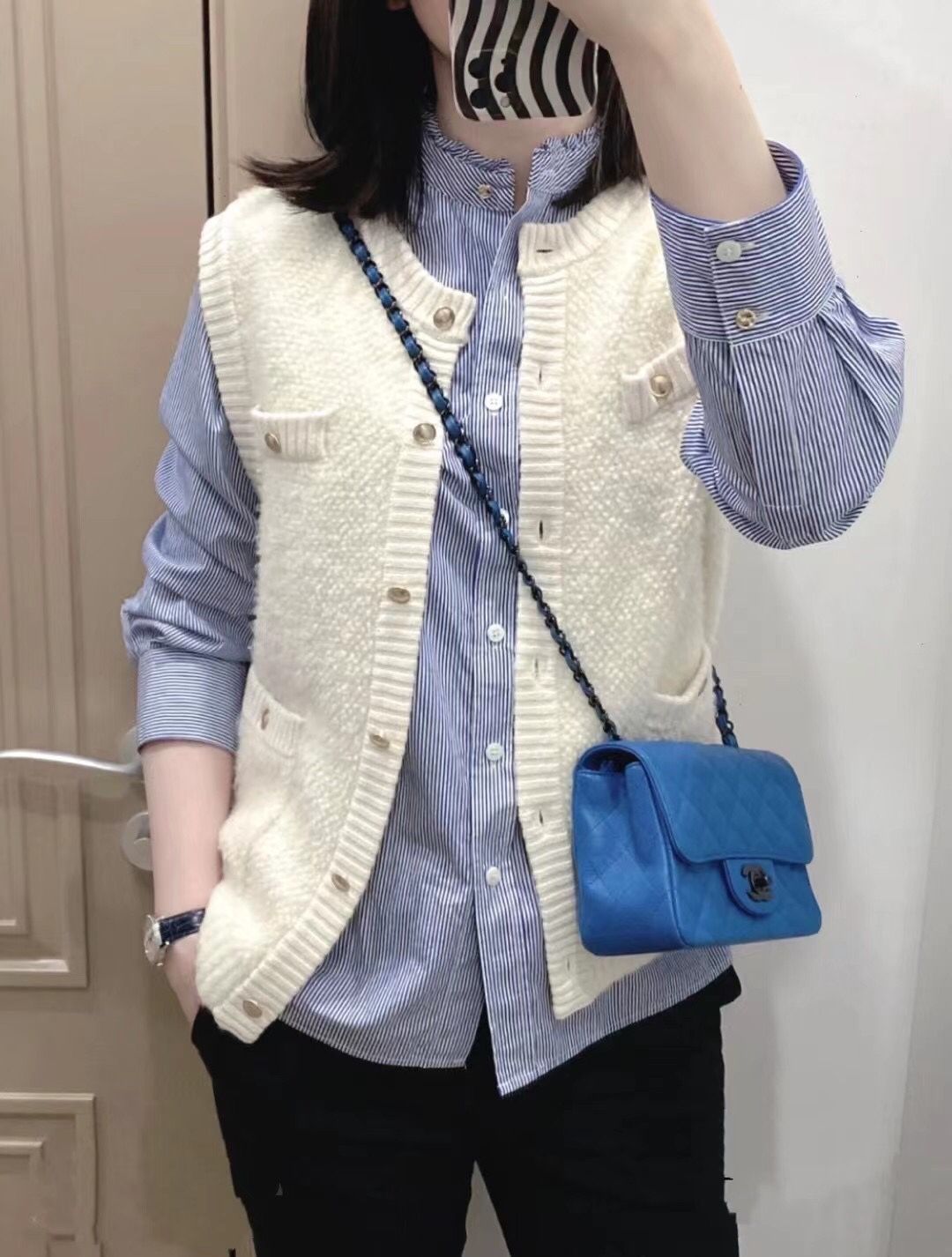 Chanel CF MINI Bag Blue 15*12cm 8424