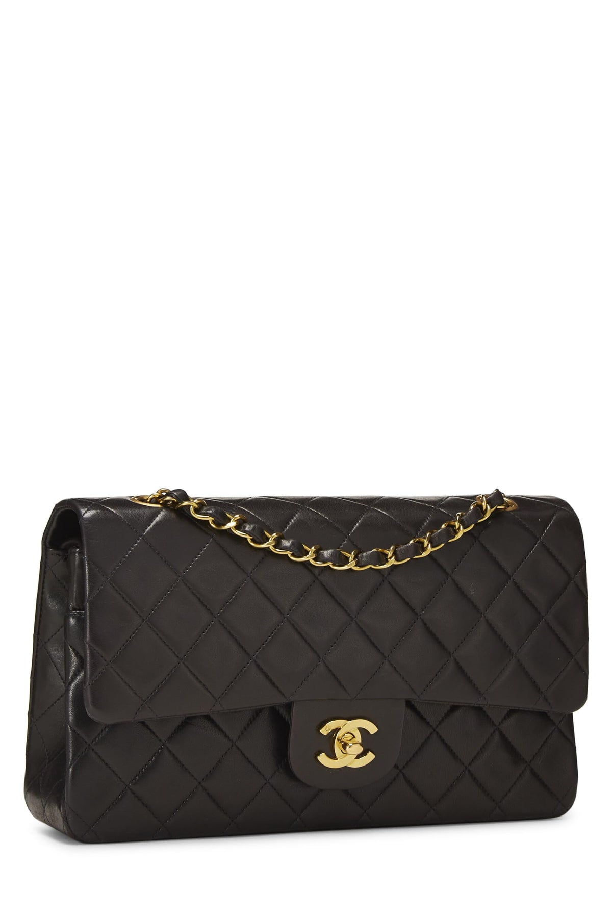 Chanel, Black Quilted Lambskin Classic Double Flap Medium, Black