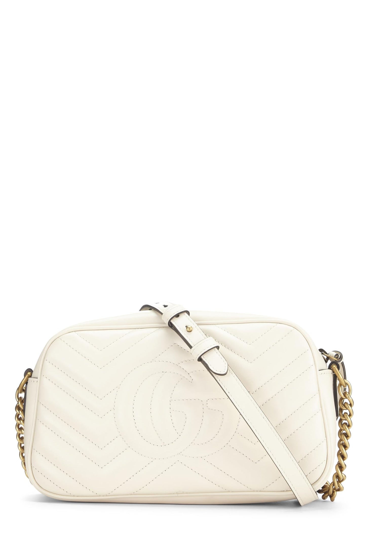 Gucci, White Leather GG Marmont Crossbody Small, White