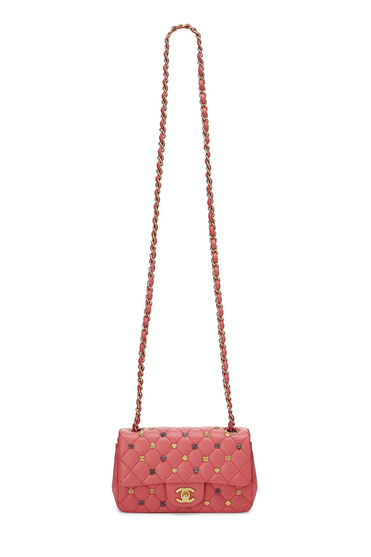 Chanel, Pink Lambskin Lucky Charm Rectangular Flap Mini, Pink