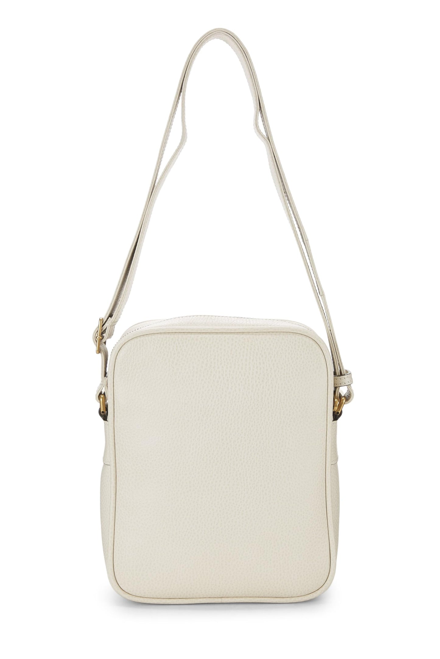 Gucci, White Logo Print Leather Vertical Camera Bag Small, White
