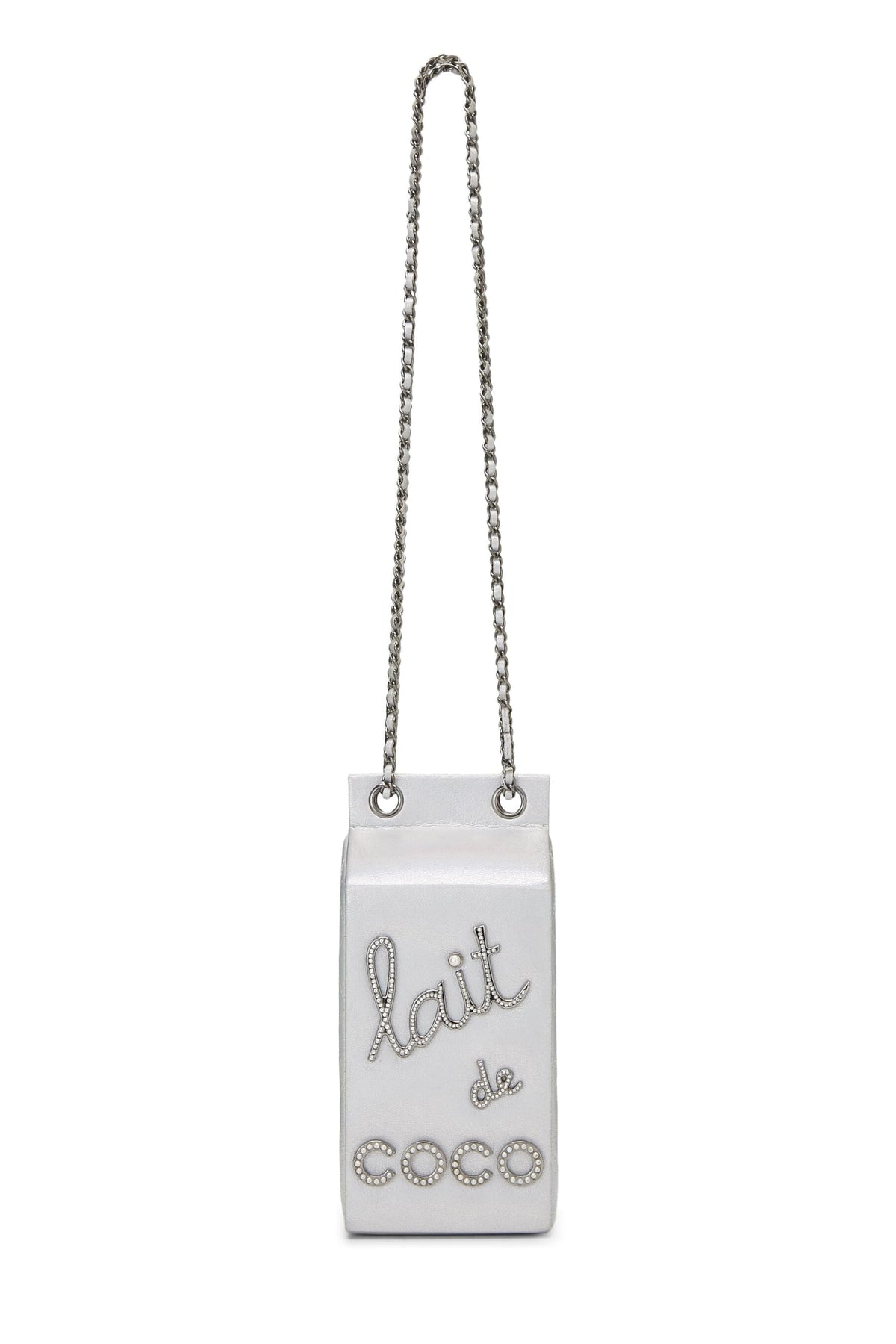 Chanel, Metallic Silver Leather Coco Milk Carton Bag, Silver