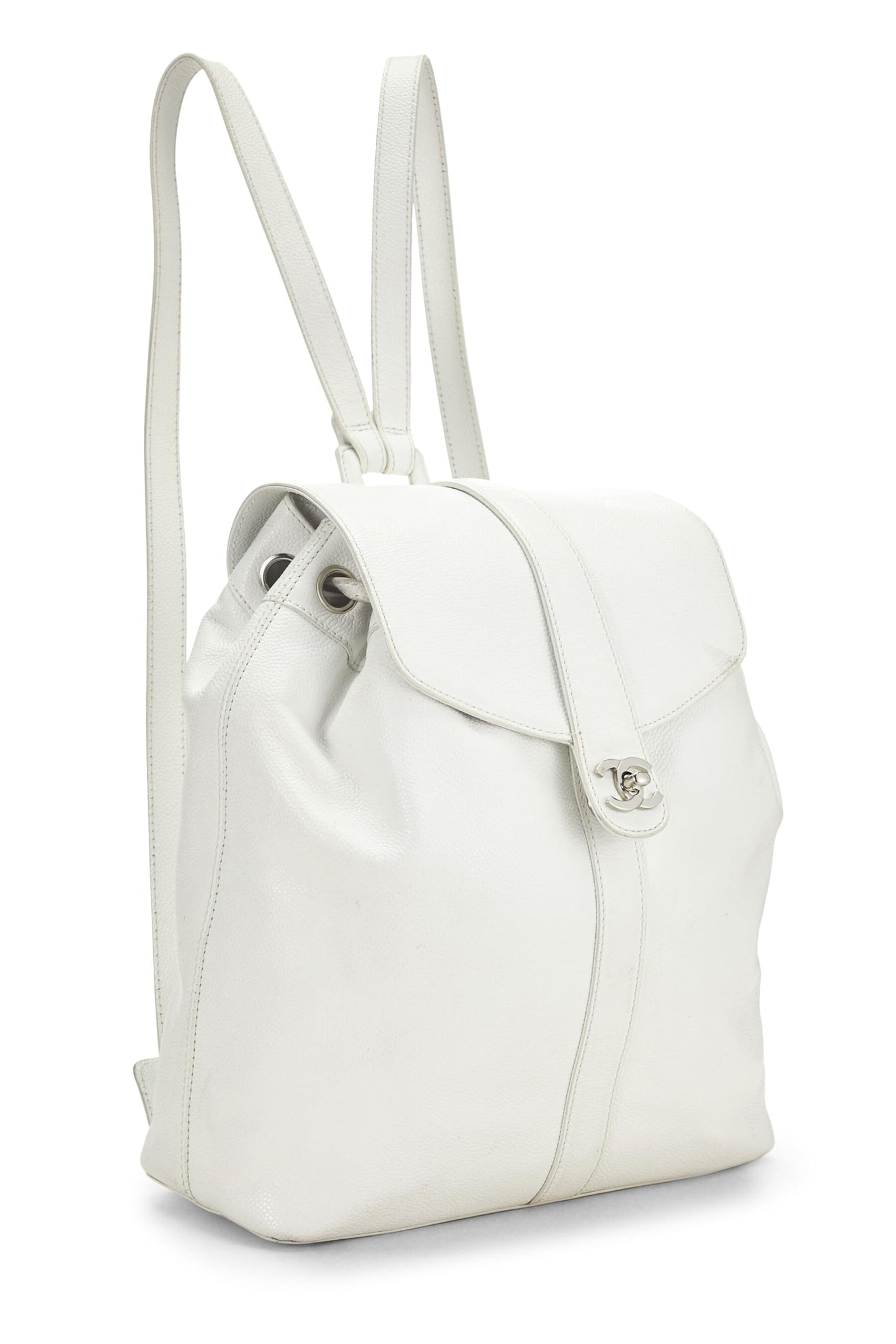 Chanel, White Caviar Backpack Large, White