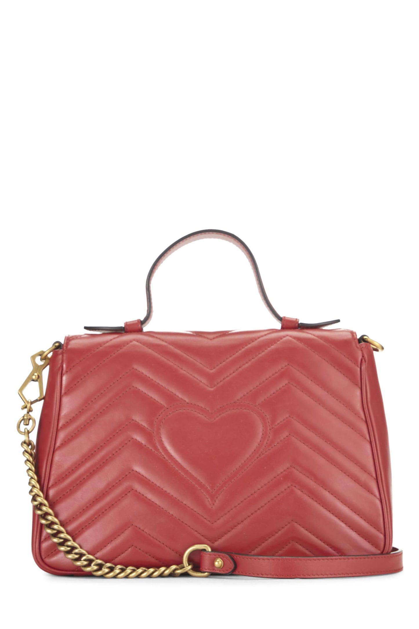 Gucci, Red Leather GG Marmont Top Handle Shoulder Bag Small, Red