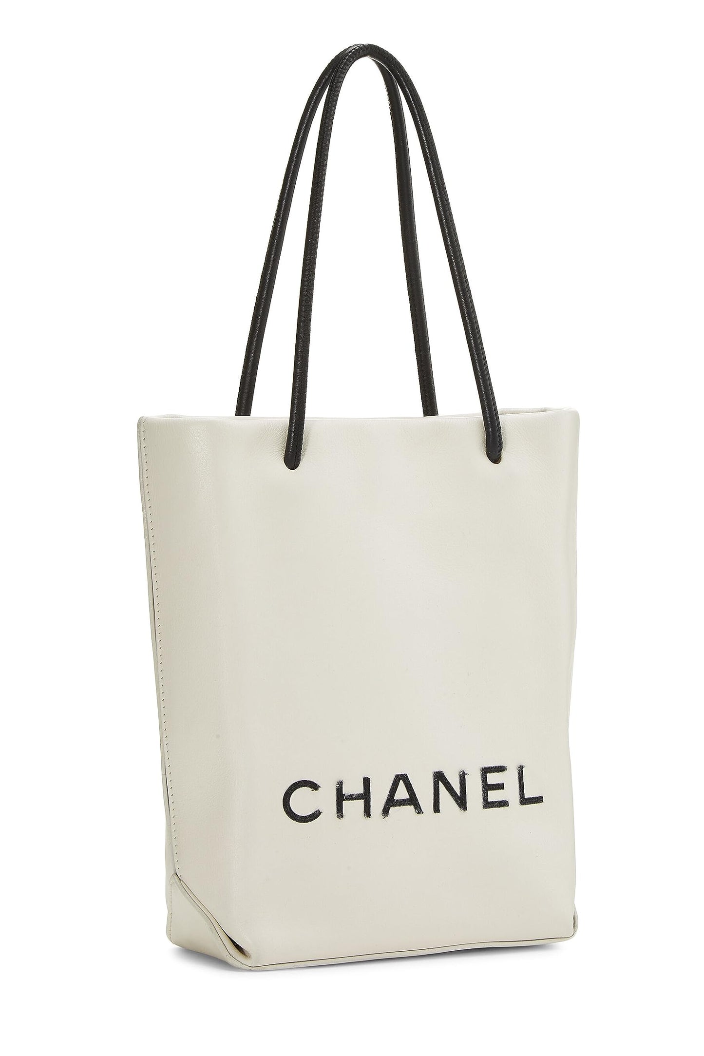 Chanel, White Leather Essential Rue Cambon Shopping Tote Small, White
