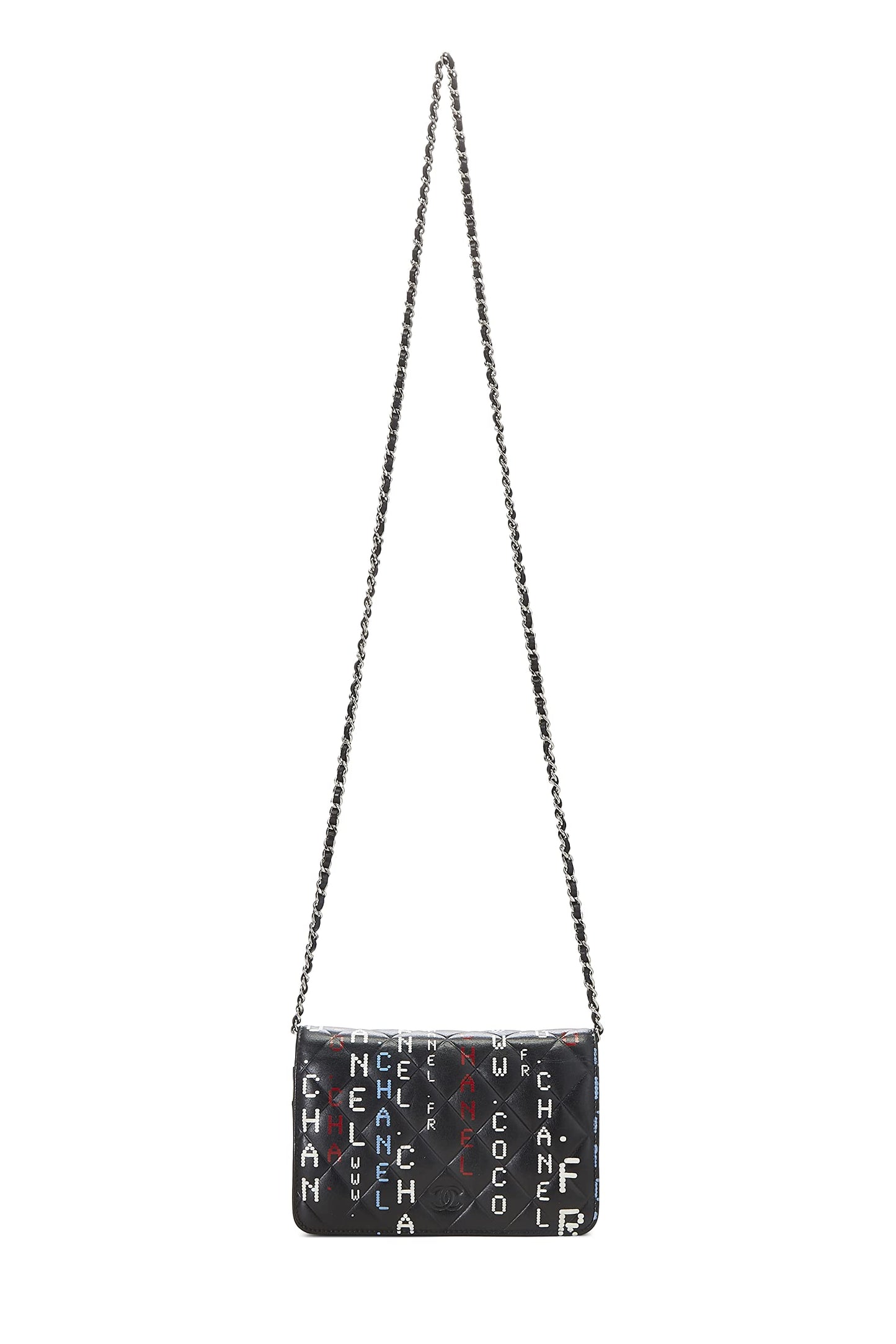 Chanel, Black & Multicolor Lambskin Data Center Wallet on Chain (WOC), Black