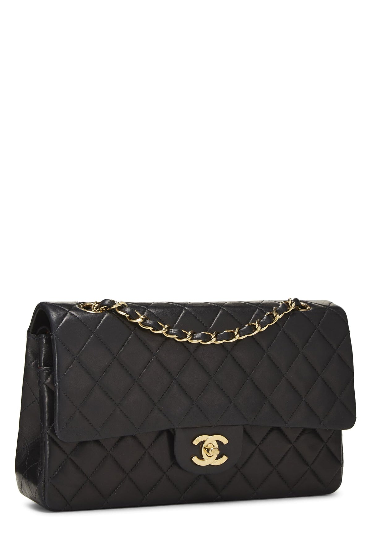 Chanel, Black Quilted Lambskin Classic Double Flap Medium, Black