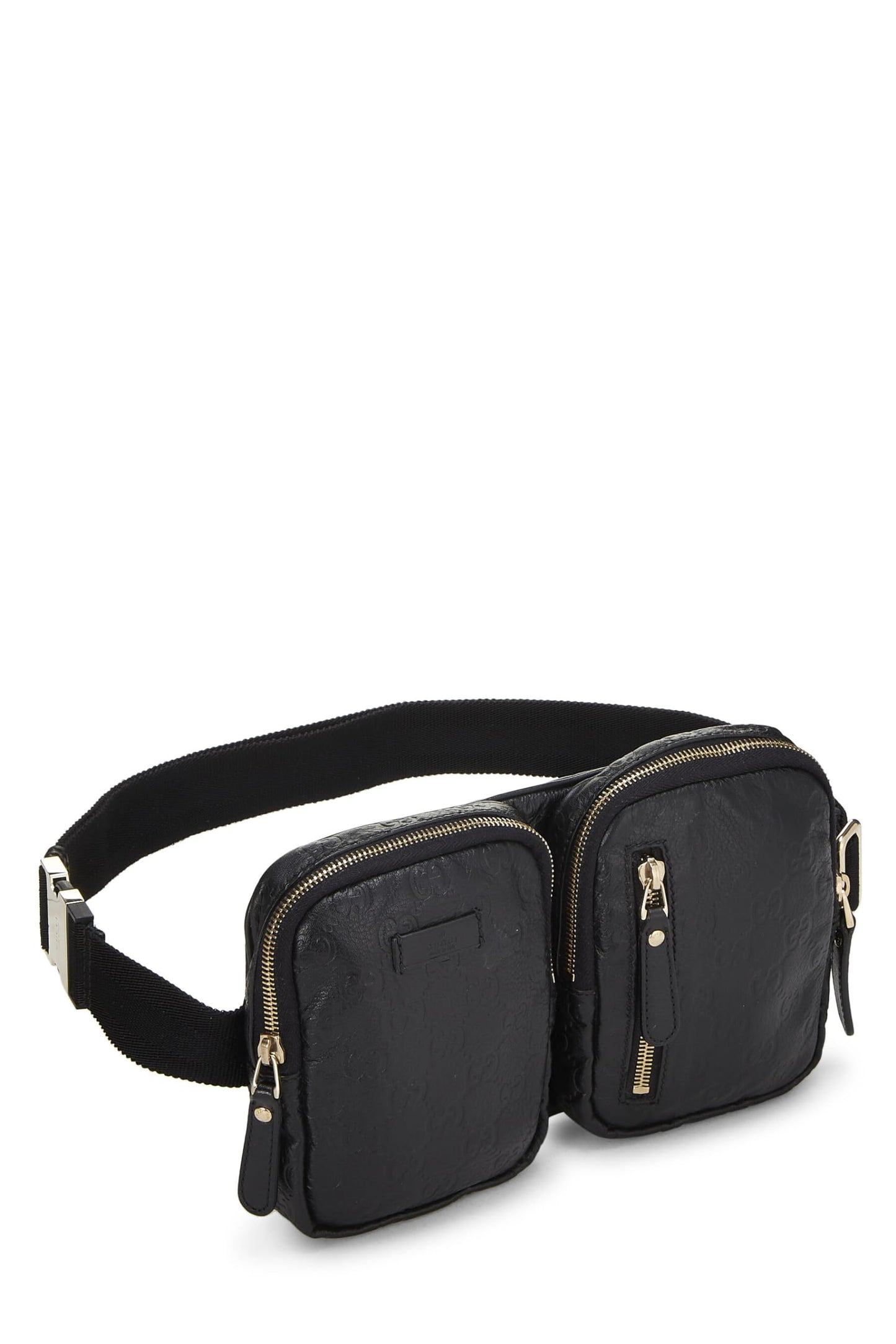 Gucci, Black Guccissima Double Pocket Waist Pouch Small, Black