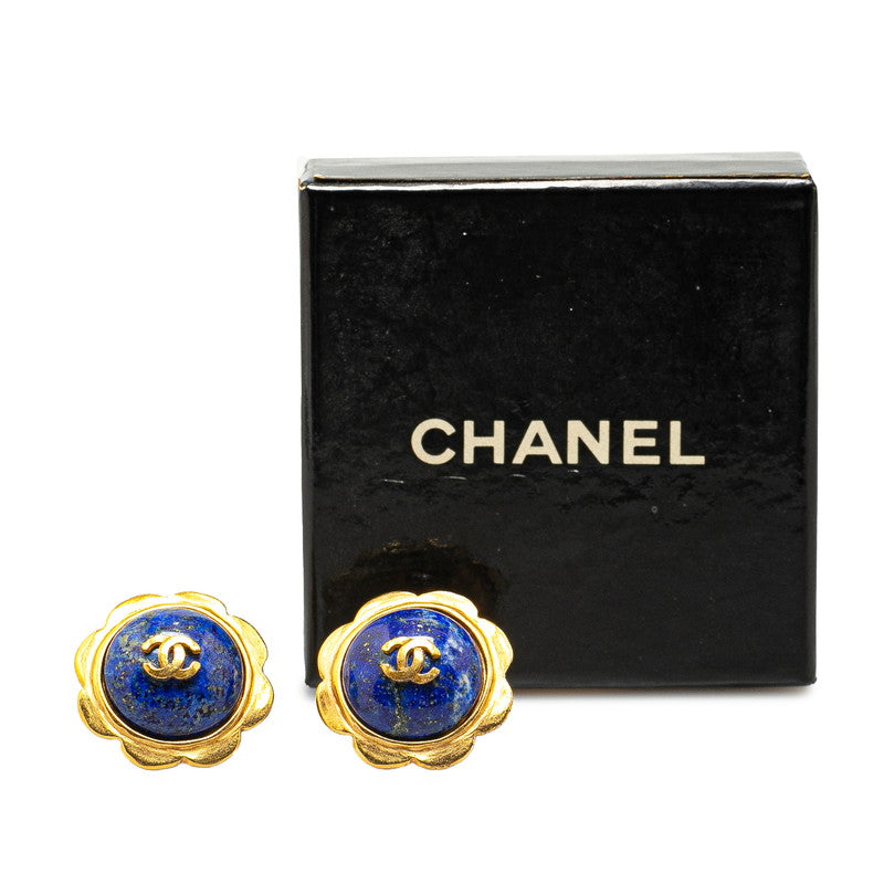Chanel Coco Flowers Motif Earrings G Blue Chanel