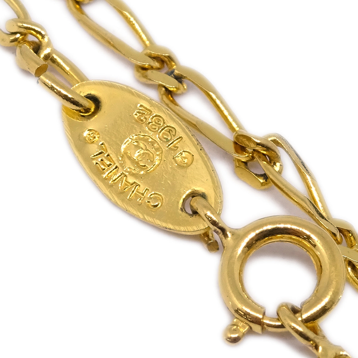 Chanel CC Chain Pendant Necklace Rhinestone Gold 3438/1982