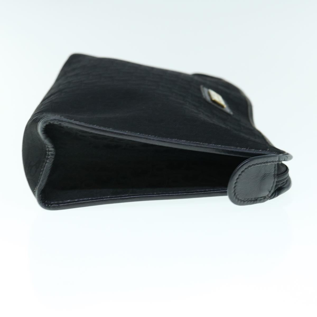 CHRISTIAN DIOR Trotter Canvas Clutch Bag Black Auth 63884
