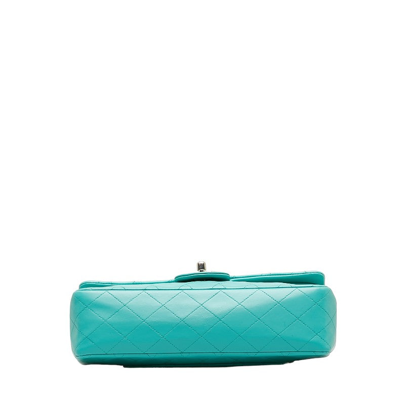 Chanel Matrace 25 Cocomark Double Flap ilver Chain Shoulder Bag Light Green Lady CHANEL