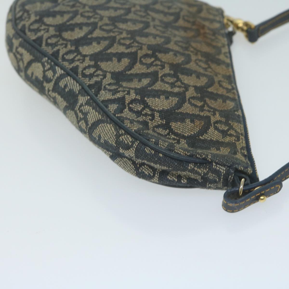 CHRISTIAN DIOR Trotter Canvas Saddle Pouch Accessory Pouch Navy Auth 65744