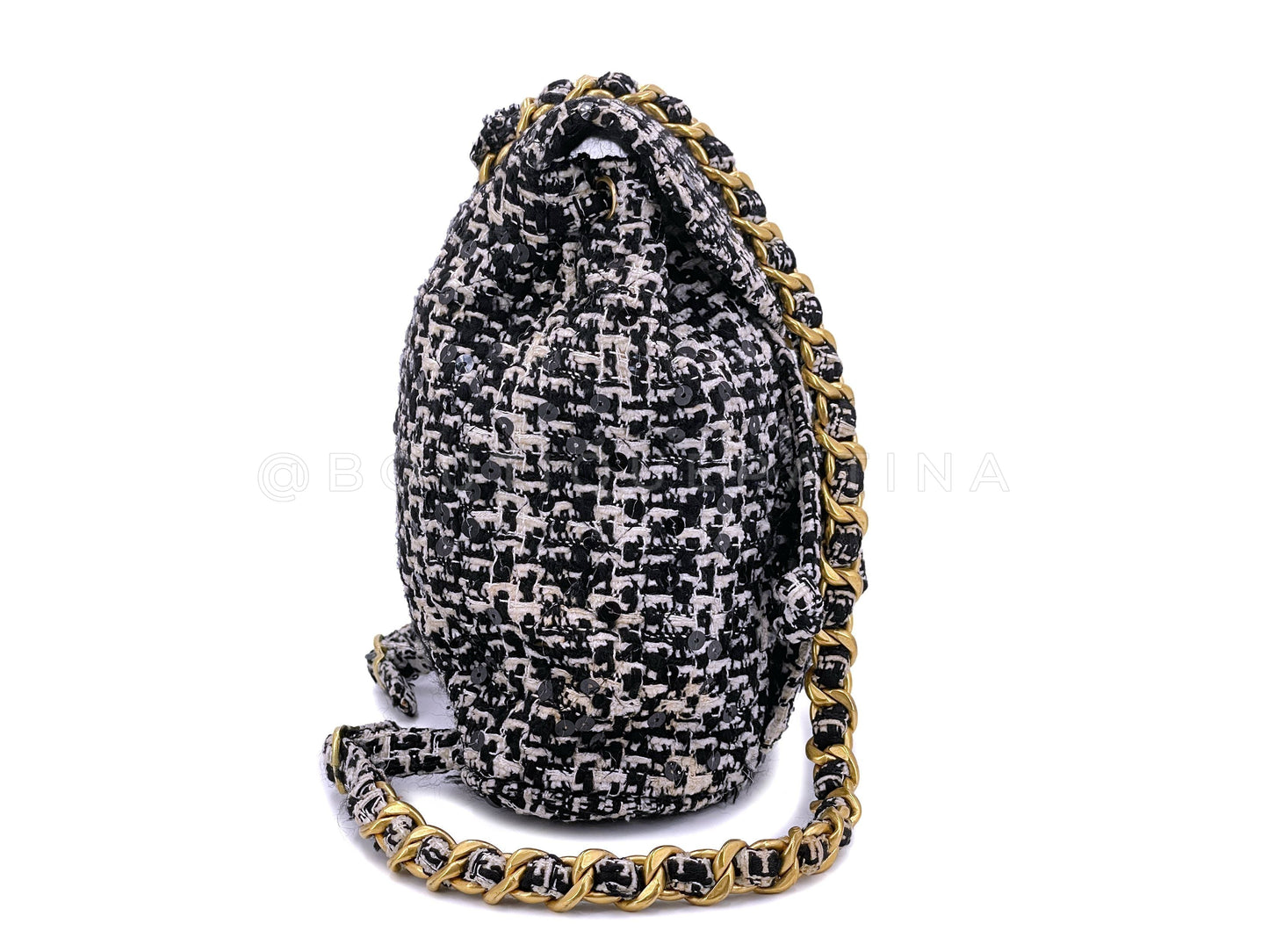 Chanel 1994 Vintage Black White Tweed Duma Backpack Bag 24k GHW
