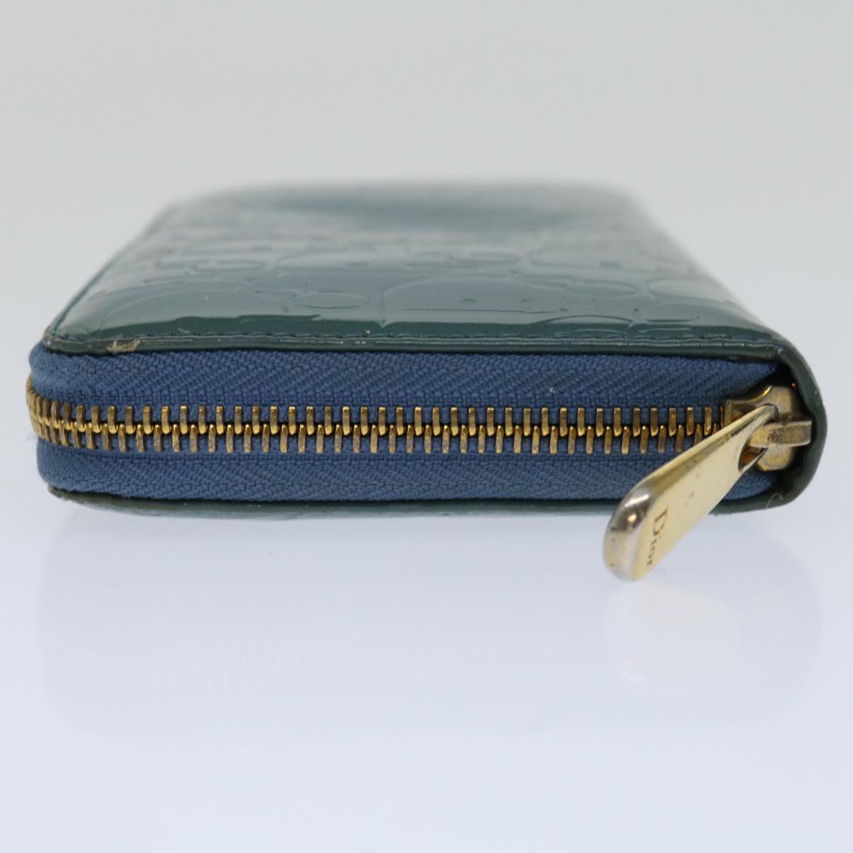 CHRISTIAN DIOR Trotter Canvas Long Wallet Enamel Light Blue Auth 67549