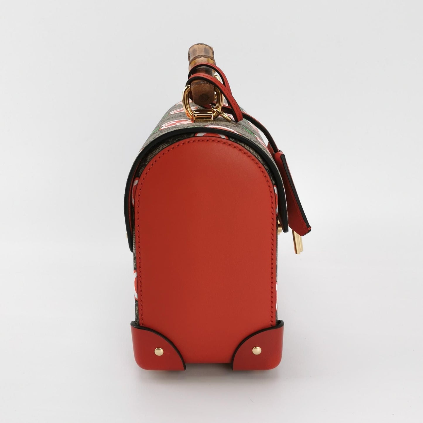Gucci Padlock Small Leather Double G Apple Print Lock Bamboo Handle Shoulder Bag