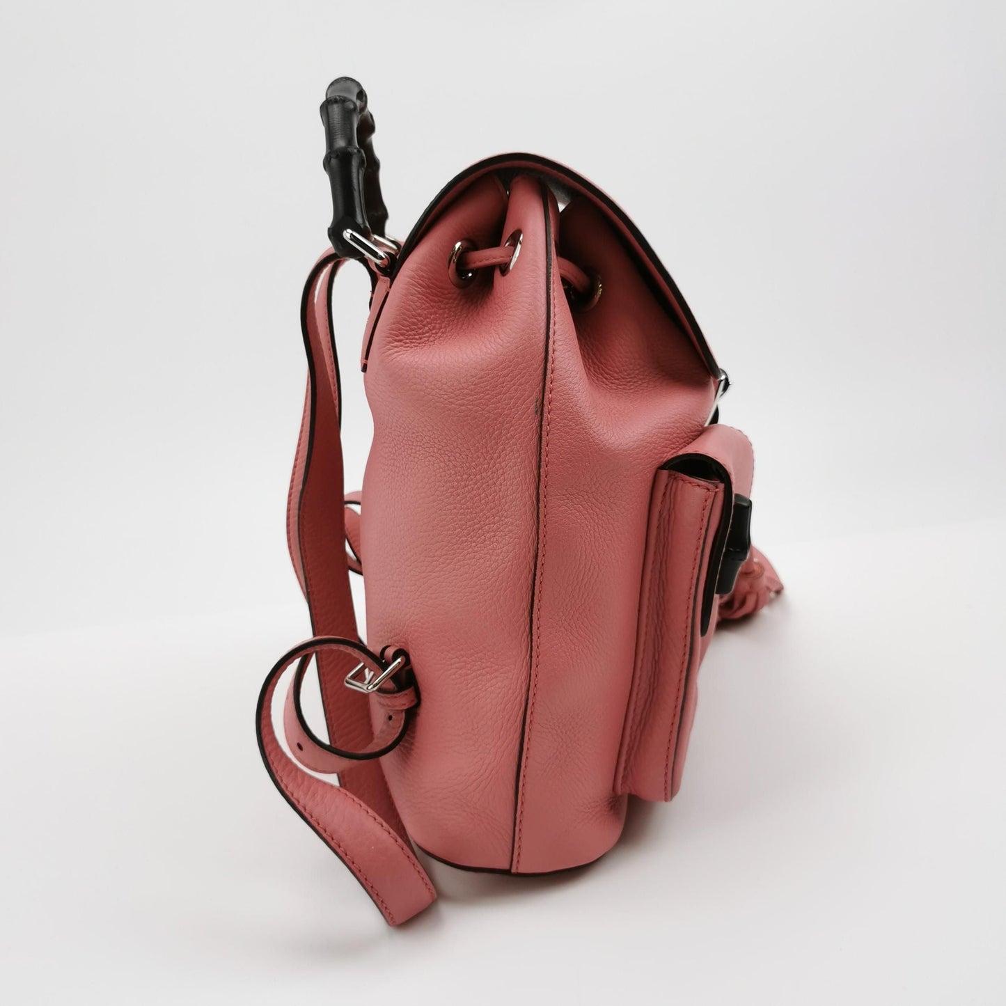 Gucci Calfskin Solid Bamboo Buckle Fringe Backpack