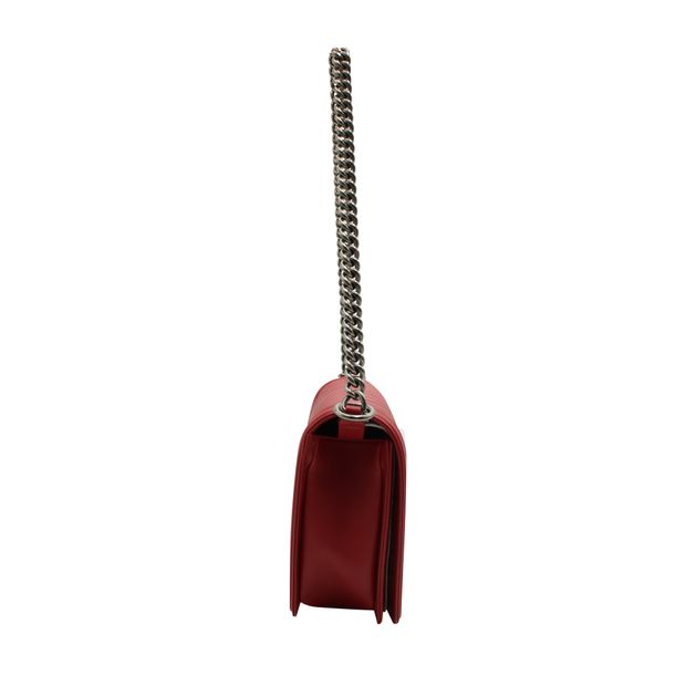CHANEL Dark Red Ruthenium Finish Hardware Boy Bag
