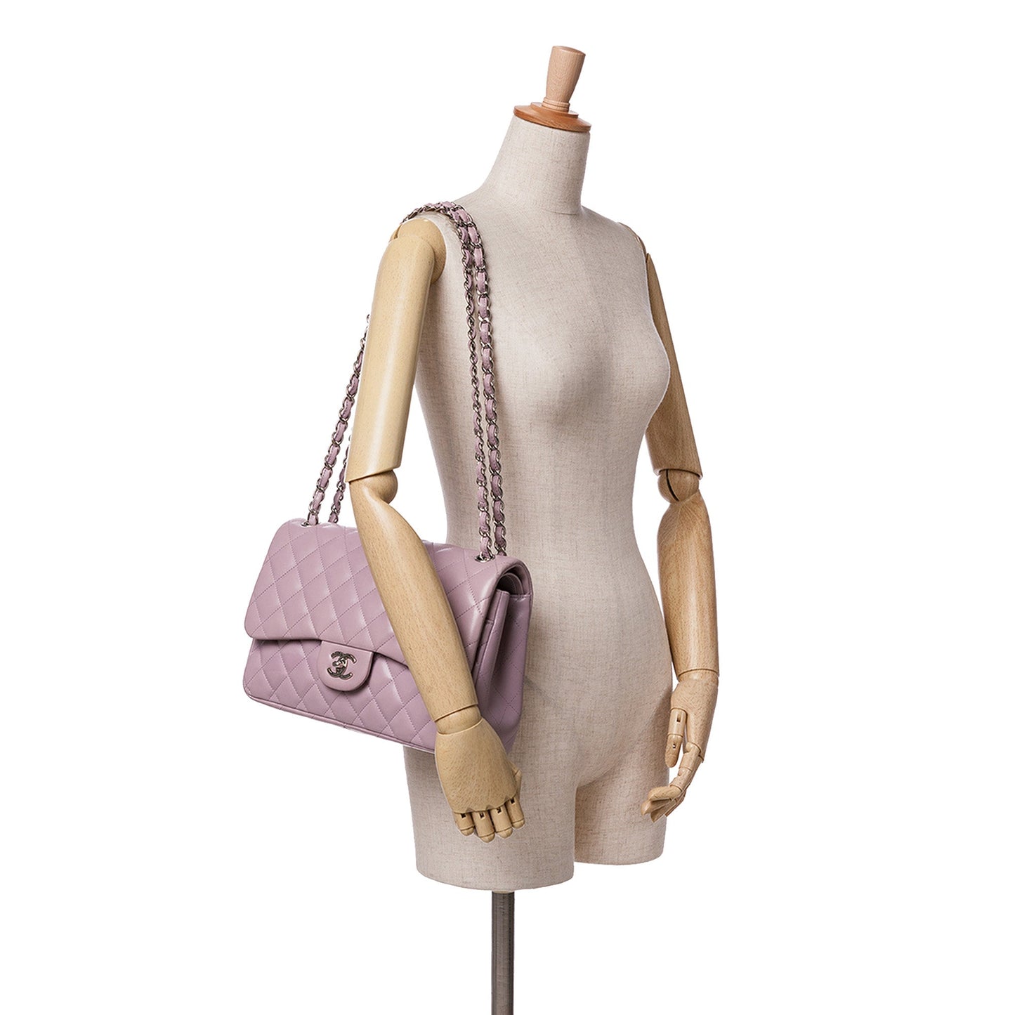 Purple Chanel Jumbo Classic Lambskin Double Flap Shoulder Bag