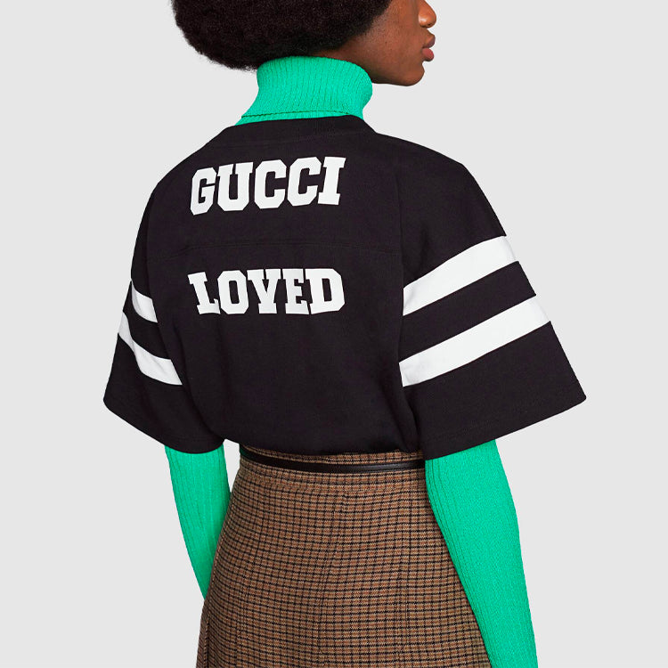 GUCCI SS21 1921 Series Alphabet Printing Casual Short Sleeve Black 660744-XJDKK-1289