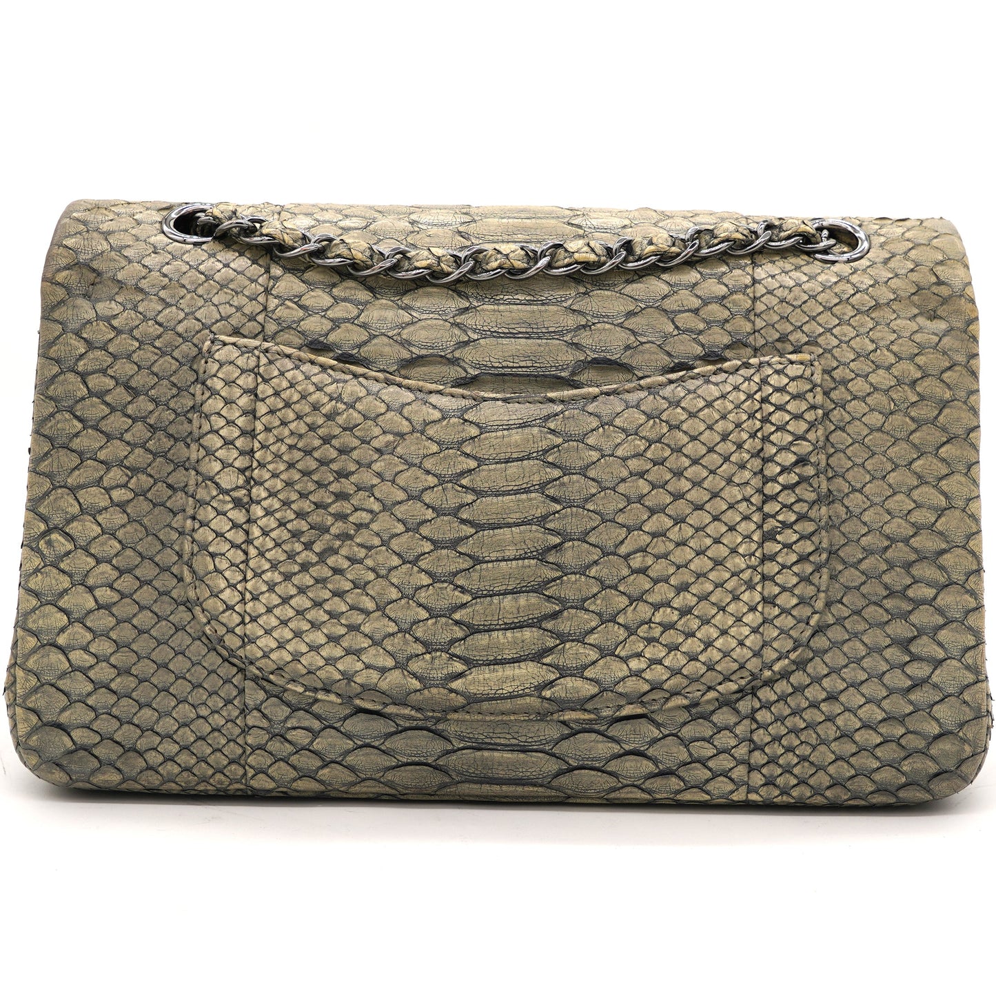 Chanel Classic Flap Medium Bag Grey Snakeskin