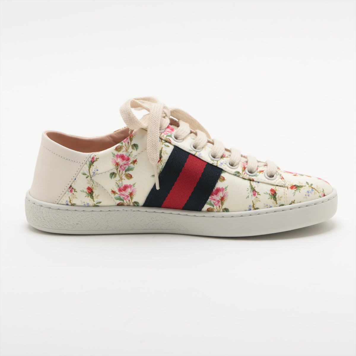 Gucci Ace Leather X Fabric Trainers 34 Multicolor 470011 Bee Embroidery Flower Tile