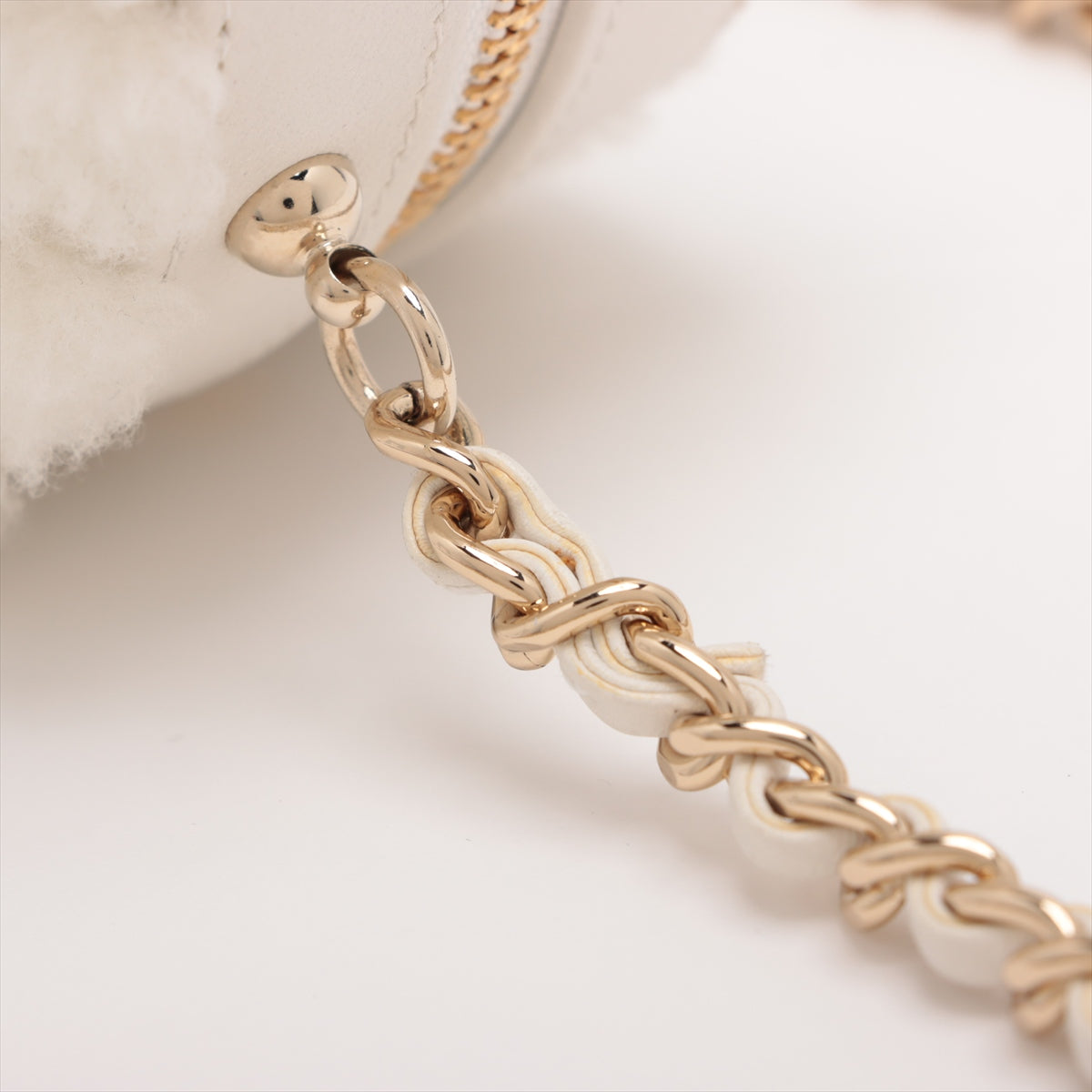 Chanel V Stitch Chain Shoulder Bag Round White G 28th