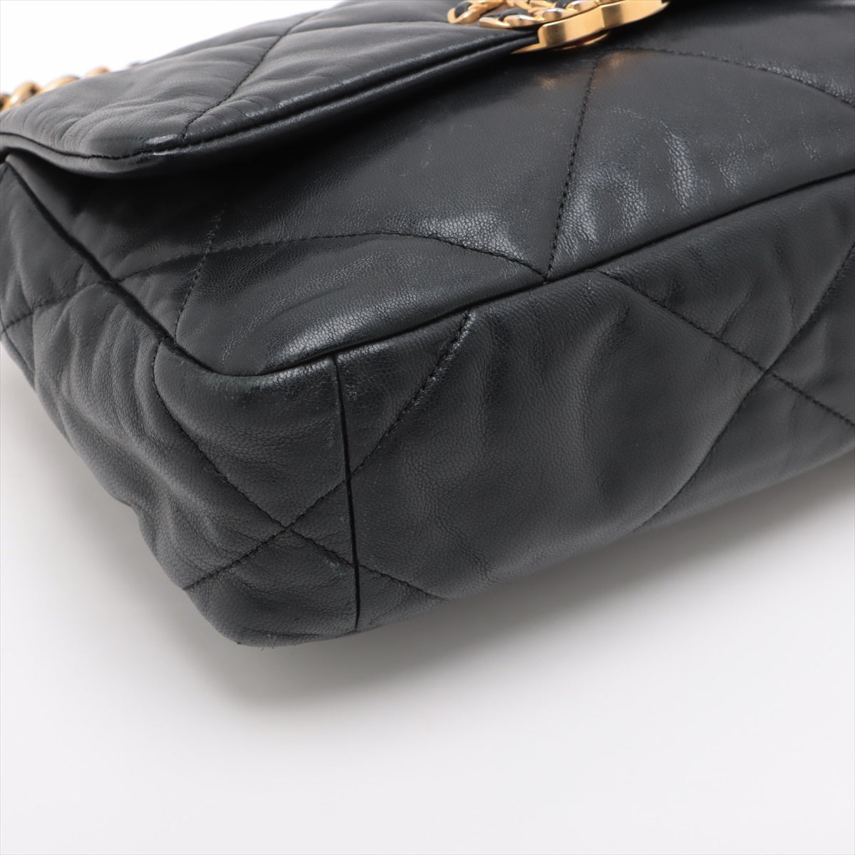 Chanel 19 Leather Chain Shoulder Bag Black G x Silver Gold 29th AS1160