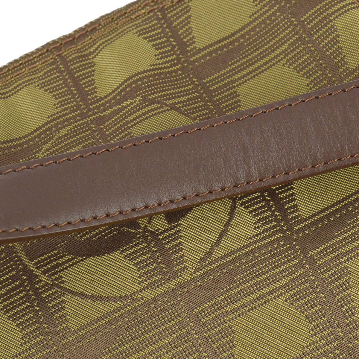 Chanel 2001-2003 Green Brown Jacquard Nylon New Travel Line Handbag
