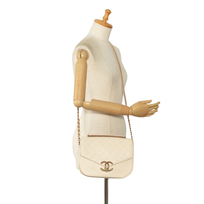 Chanel Matrases Coco Shoulder Bag White Brown Matt Caviar S Chanel