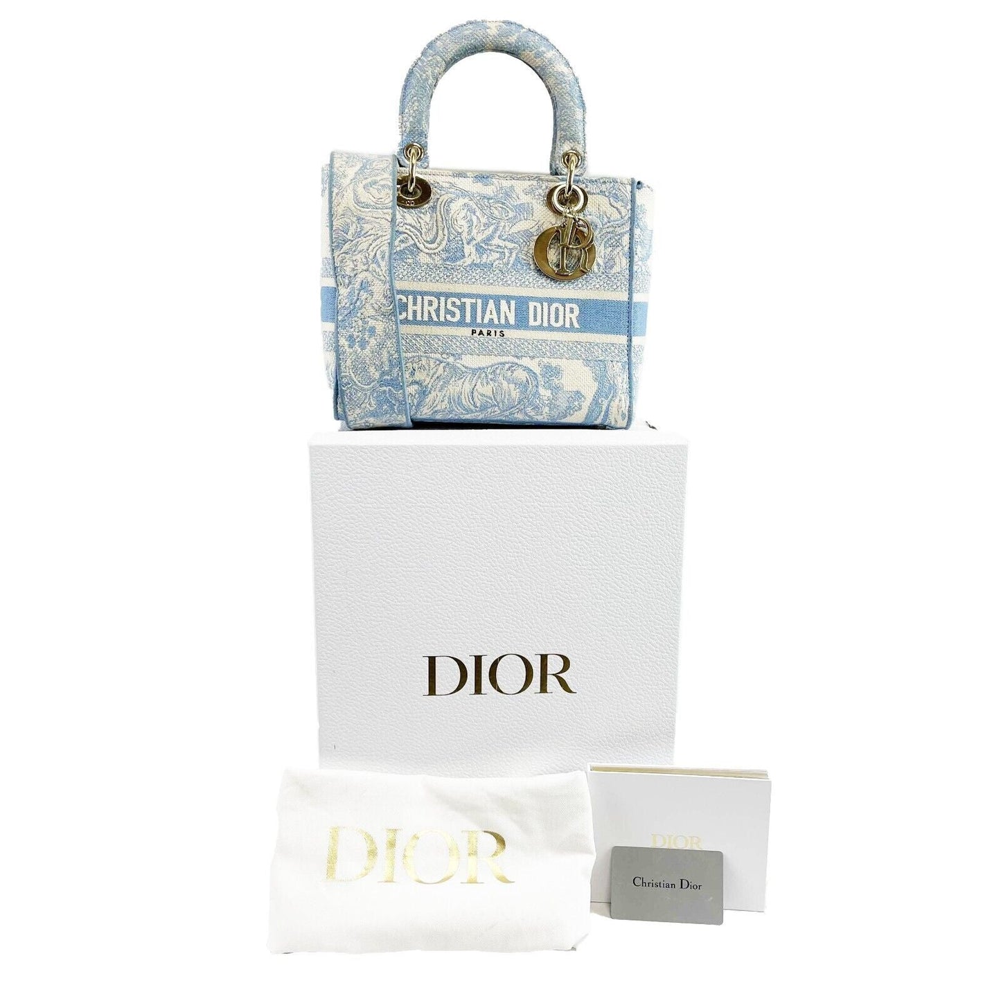 DIOR Toile de Jouy Lady D-Lite Bag Embroidered Canvas Cornflower Blue