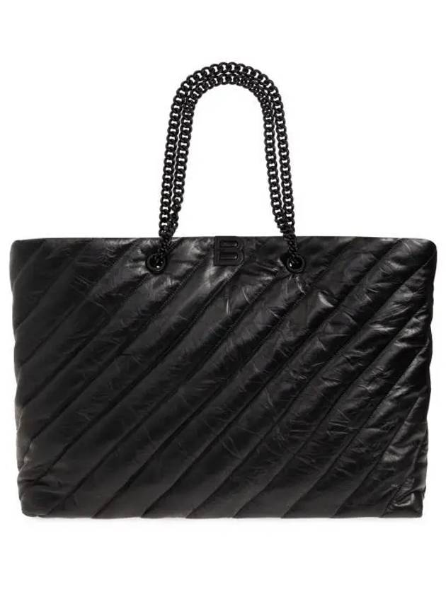 Luxury Balenciaga Crush Large Quilted Carry All Tote Bag Black
