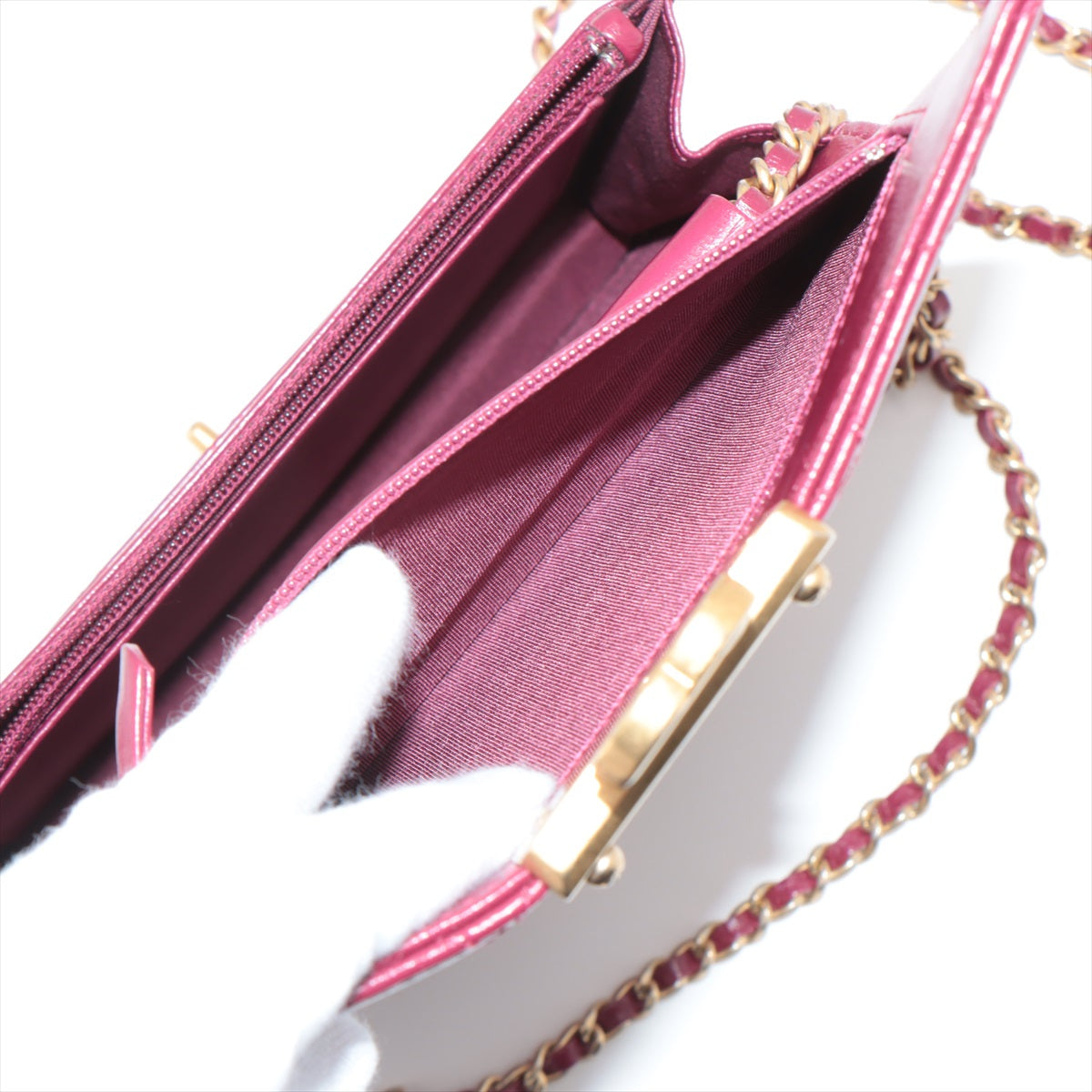 Chanel Mattress Vintage Carf Chain Wallet Bordeaux Gold 26th