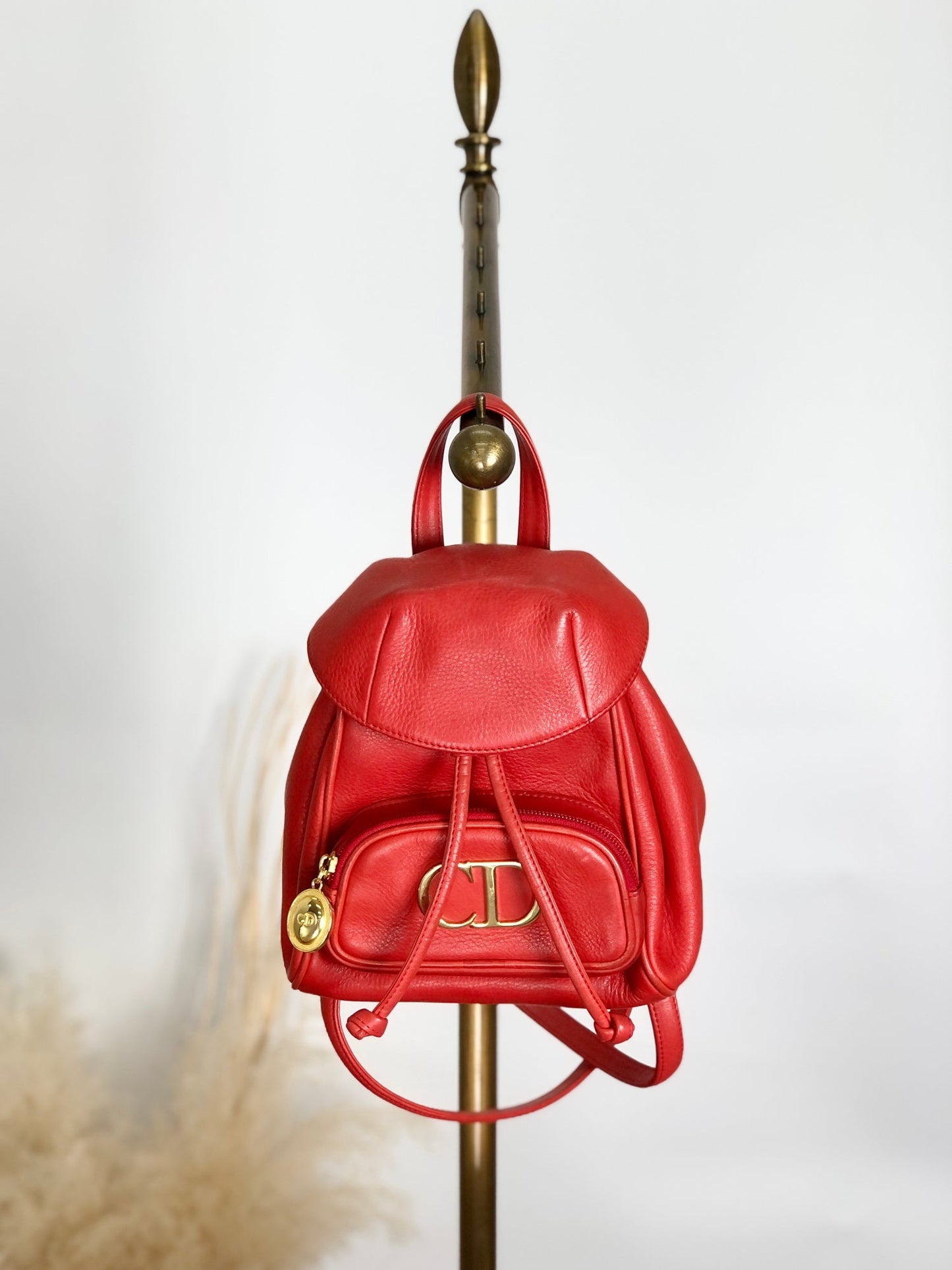 Christian Dior CD Logo Backpack Red Vintage pz728i