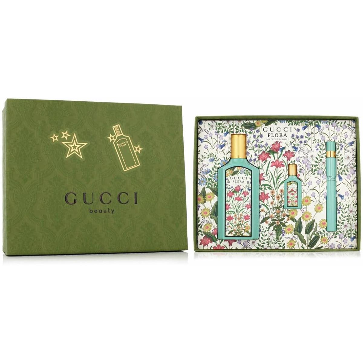 Gucci 3 Piece 3.3 Eau De Parfum Spray & 0.16 Eau De Parfum & 0.33 Eau De Parfum Spray Flora Gorgeous Jasmine Set for Women