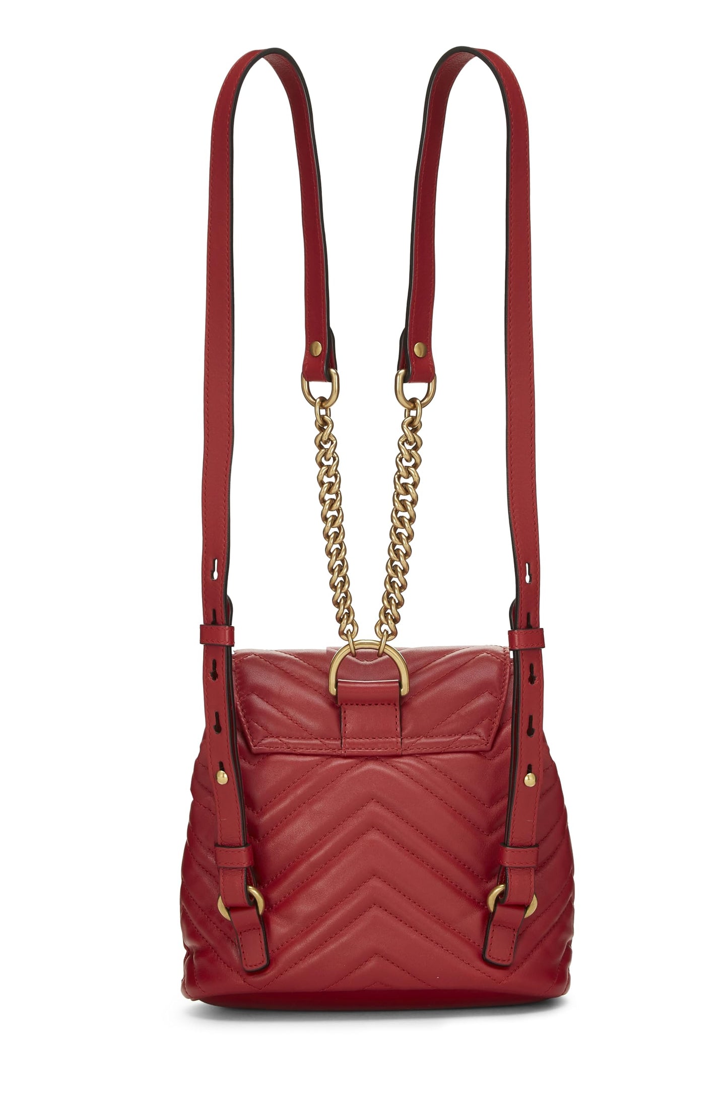 Gucci, Red Leather GG Marmont Backpack Small, Red
