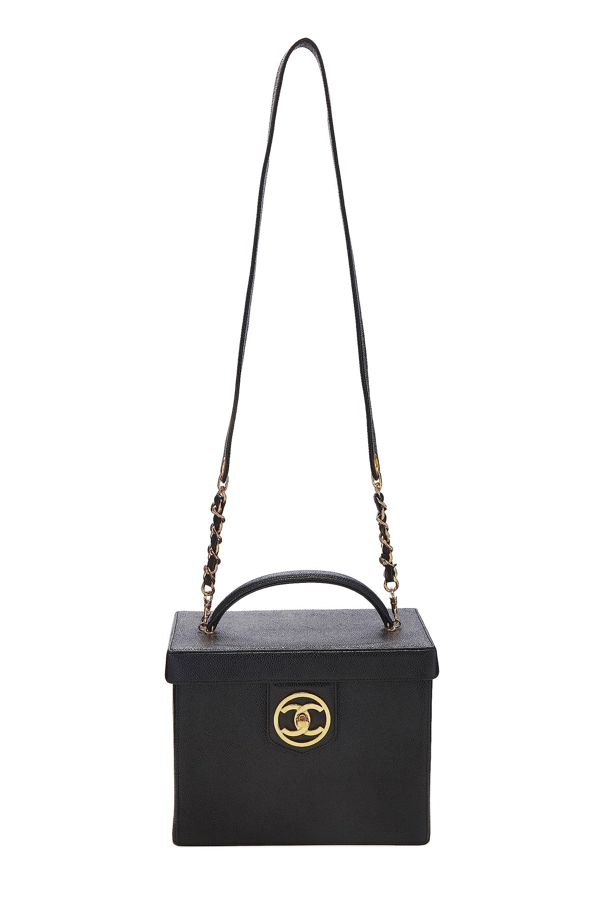 Chanel, Black Caviar Circle 'CC' Vanity Large, Black