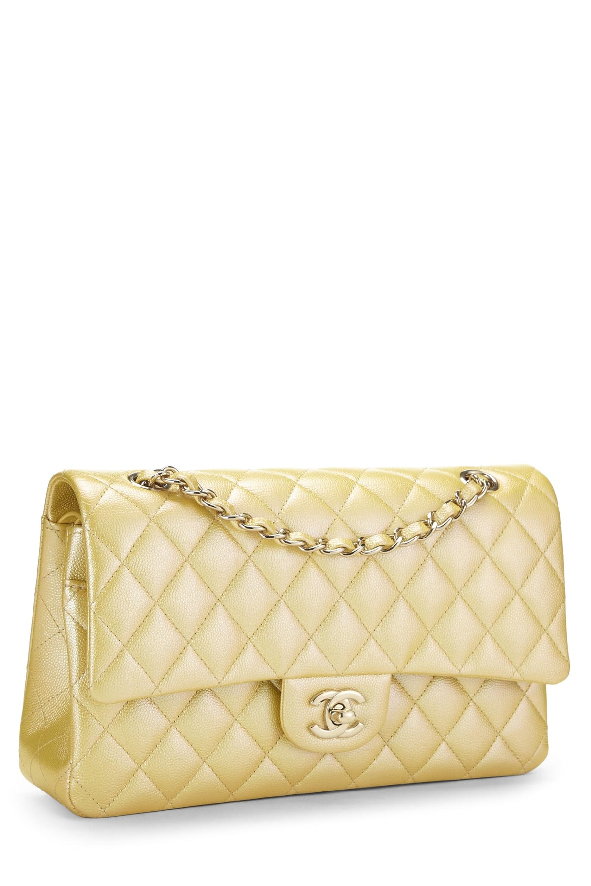 Chanel, Iridescent Yellow Caviar Classic Double Flap Medium, Yellow