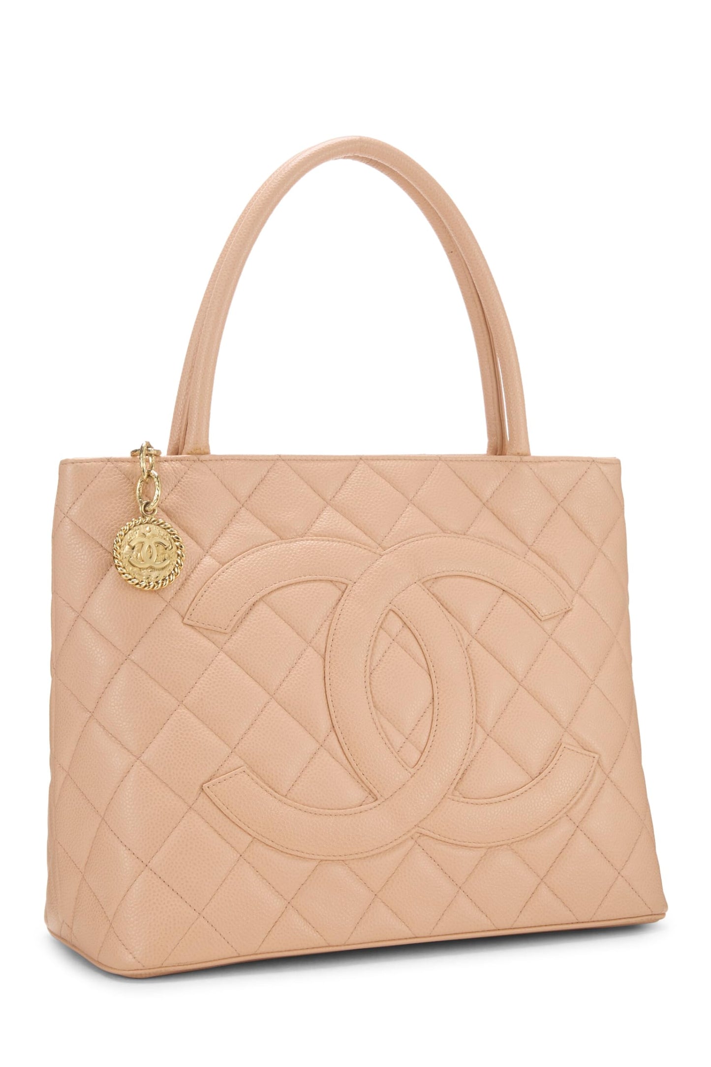 Chanel, Pink Quilted Caviar Medallion Tote, Pink