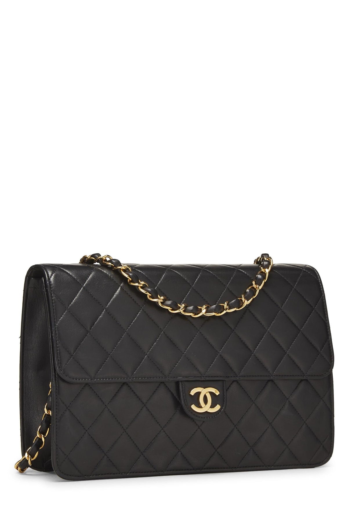 Chanel, Black Quilted Lambskin Ex Flap Medium, Black