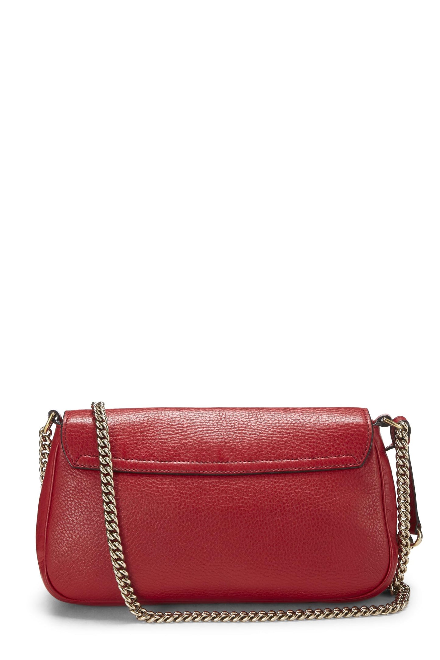 Gucci, Red Grained Leather Soho Chain Flap Crossbody, Red