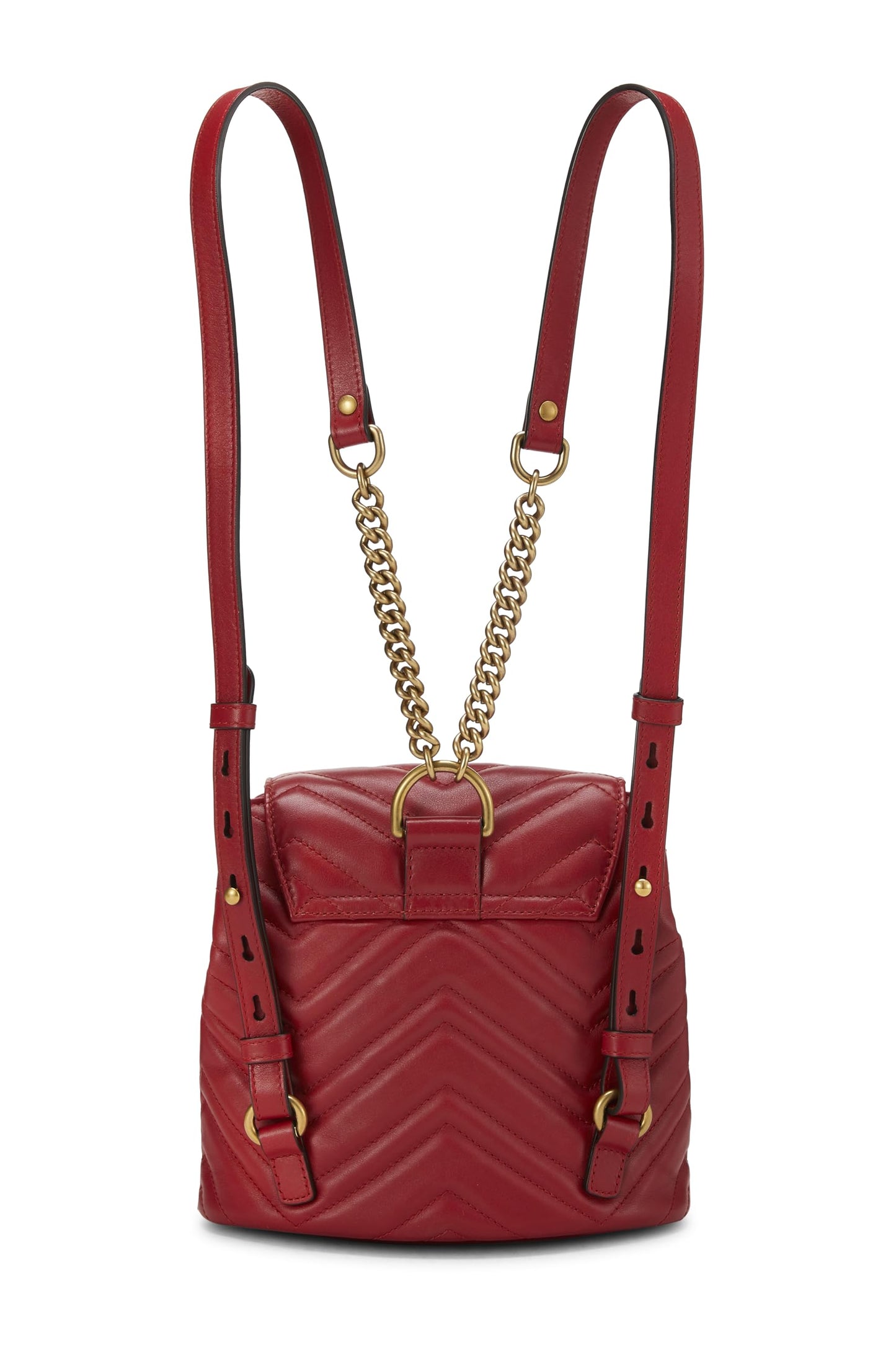 Gucci, Red Leather 'GG' Marmont Backpack Small, Red