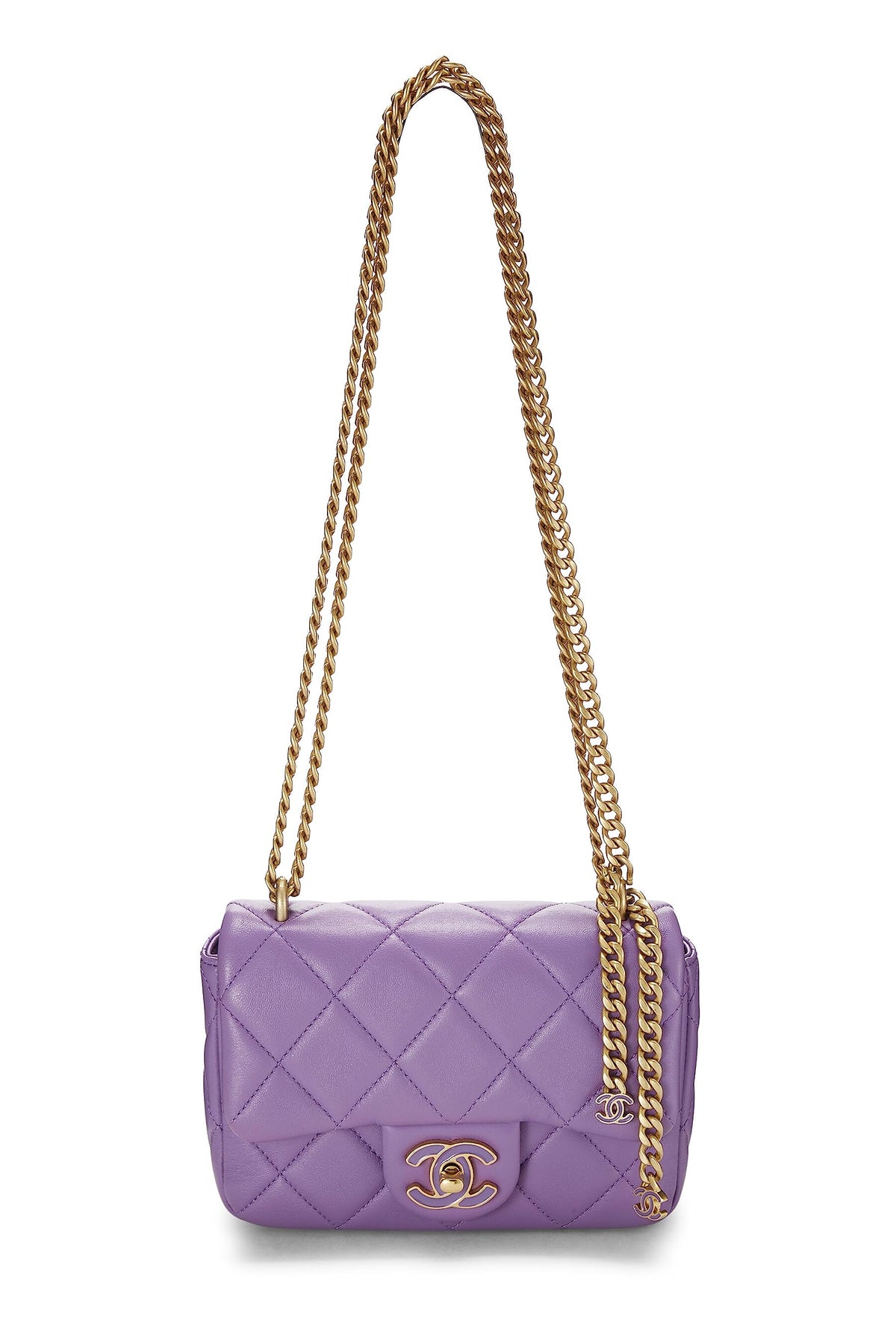 Chanel, Purple Lambskin Pending CC Square Flap Mini, Purple