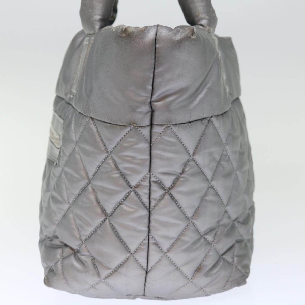 CHANEL Cococoon Hand Bag Nylon Silver CC Auth 71571